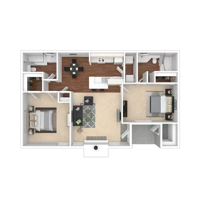 2 Bed 2 Bath 983 SqFt (920 Net) 1234 floor plan